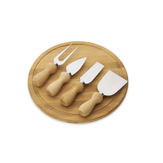 Conjunto para Queijo em bambu Inox 5 peças Personalizado