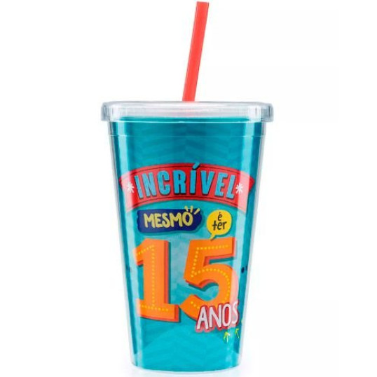Copo Plástico com Tampa e Parede Dupla 550 ml Personalizado