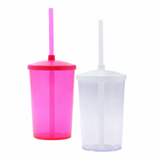 Copo Plástico com Tampa e Canudo 350 ml Personalizado