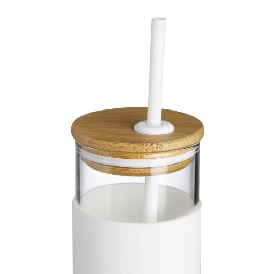 Copo de Vidro com Tampa Bambu 450 ml Personalizado