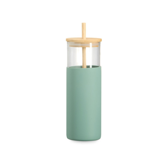 Copo de Vidro com Tampa Bambu 500ml Personalizado
