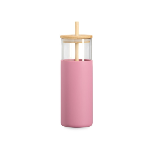 Copo de Vidro com Tampa Bambu 500ml Personalizado