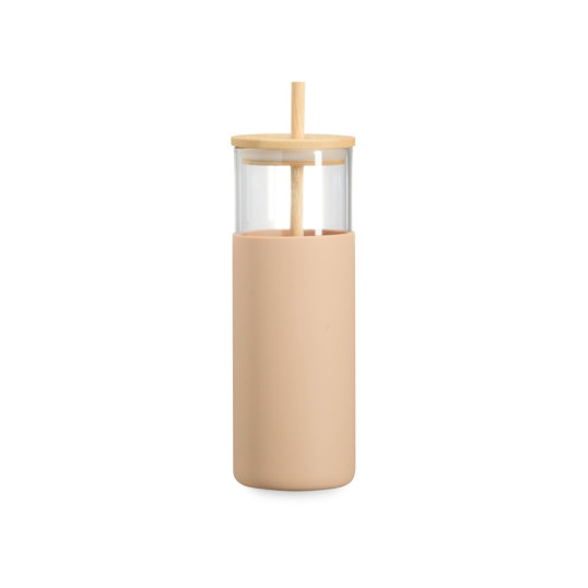 Copo de Vidro com Tampa Bambu 500ml Personalizado