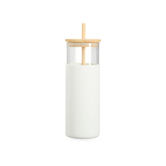 Copo de Vidro com Tampa Bambu 500ml Personalizado