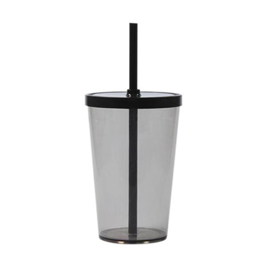 Copo Plástico Liso com Tampa e Canudo 550 ml Personalizado