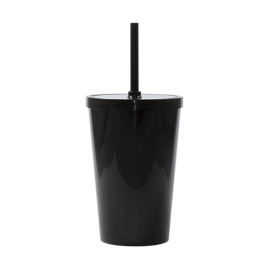 Copo Plástico Liso com Tampa e Canudo 550 ml Personalizado