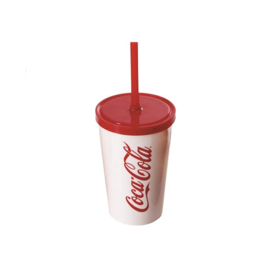 Copo Plástico Liso com Tampa e Canudo 550 ml Personalizado