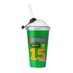 Copo Plástica Tampa Bola e Papel fotográfico 540ml Personalizado