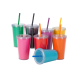 Copo Plástico Tampa e Canudo Parede Dupla Glitter 540 ml Personalizado