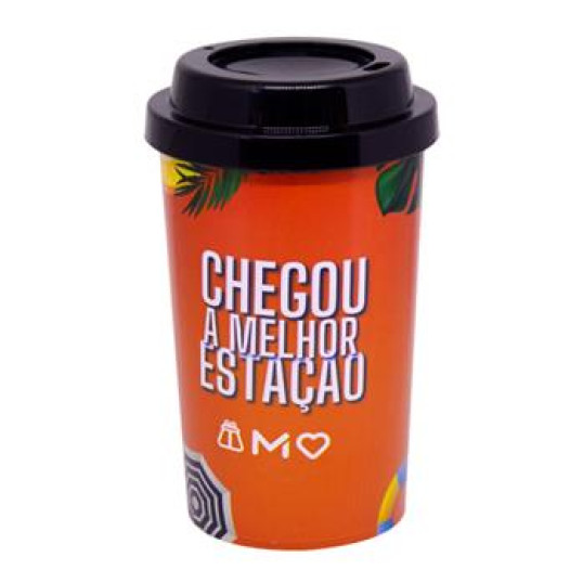 Copo Plástico Com Tampa Para Café In Mold Label 400ml Personalizado