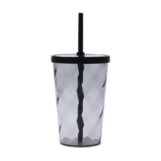 Copo Plástico Espiral com Tampa e Canudo 550 ml Personalizado