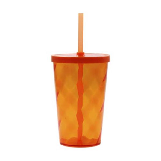 Copo Plástico Espiral com Tampa e Canudo 550 ml Personalizado