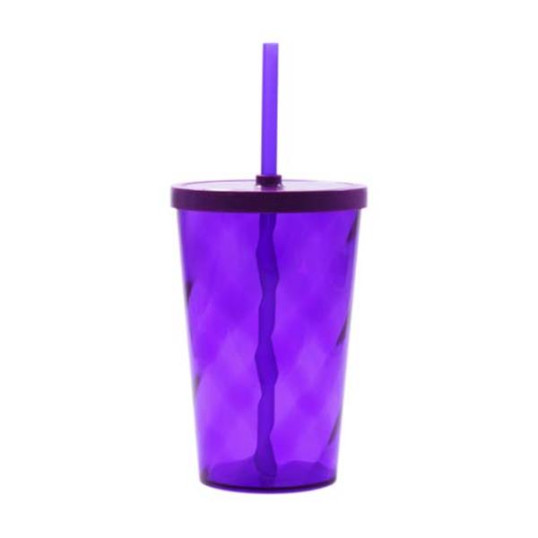Copo Plástico Espiral com Tampa e Canudo 550 ml Personalizado
