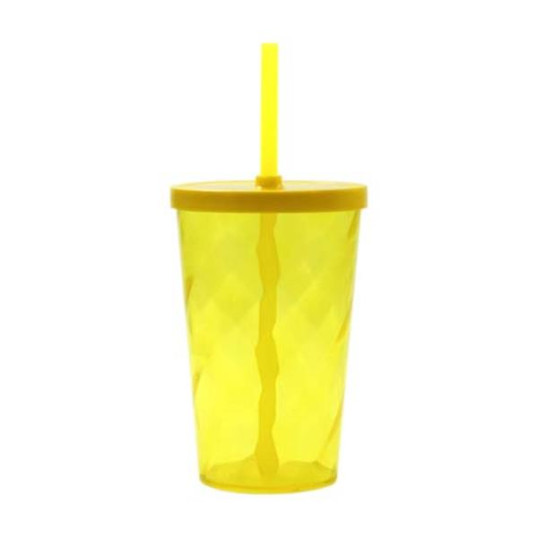 Copo Plástico Espiral com Tampa e Canudo 550 ml Personalizado