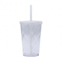 Copo Plástico Espiral com Tampa e Canudo 550 ml Personalizado