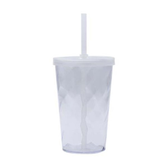 Copo Plástico Espiral com Tampa e Canudo 550 ml Personalizado