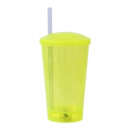 Copo Plástico Led com Tampa e Canudo 550 ml Personalizado