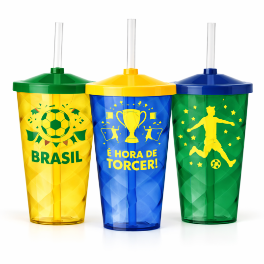Copo Plástico Twist com Tampa 550ml Personalizado