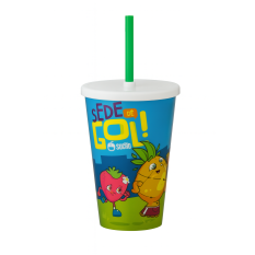 Copo Plástico Com Tampa E Canudo Full Printing 550 ml Personalizado