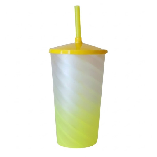 Copo Plástico Twister Degradê com tampa 550 ml Personalizado