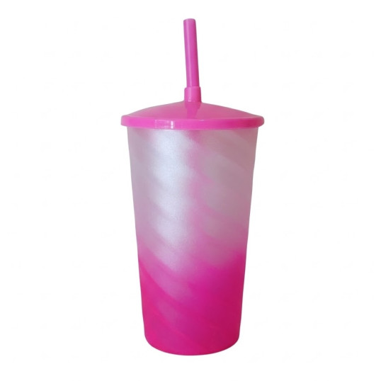 Copo Plástico Twister Degradê com tampa 550 ml Personalizado