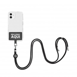 Cordão Para Celular Universal com Ponteira metal e Tag Emborrachada Crossbody Personalizado