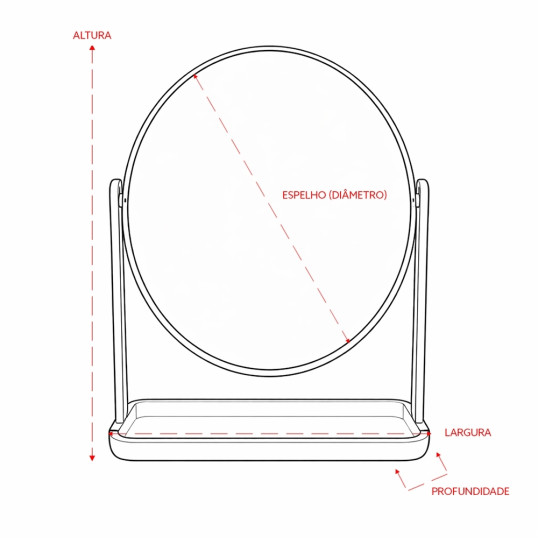Espelho De Mesa Plástico Oval Personalizado
