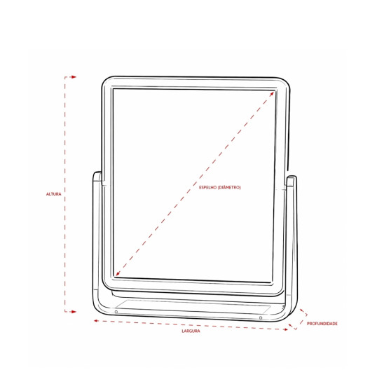 Espelho de Mesa Plástico Retangular Personalizado