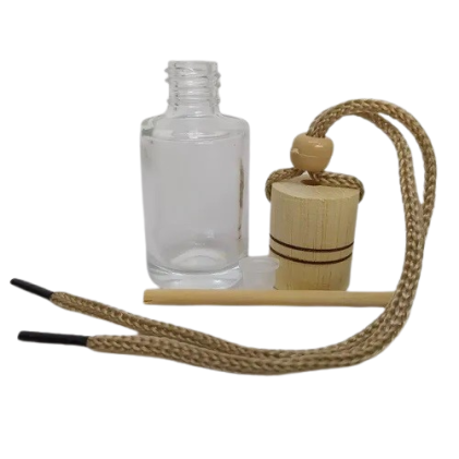 Frasquinho de vidro para aromatizador de veículos com tampa de madeira Personalizado Frasquinho de vidro para aromatizador de veículos com tampa de madeira Personalizado