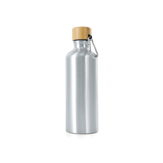 Garrafa de Alumínio Com tampa de Bambu 500ml Personalizada