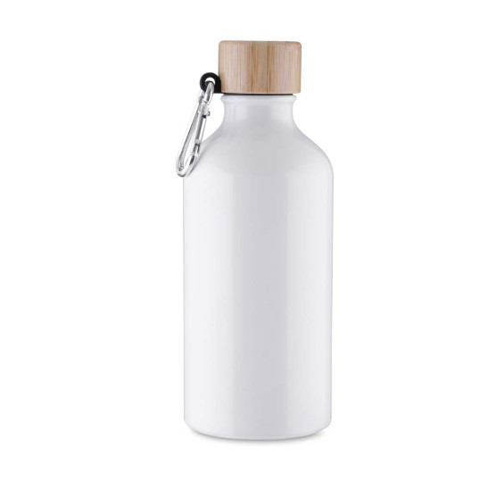 Garrafa em Alumínio Reciclado Tampa Bambu 550ml Personalizada