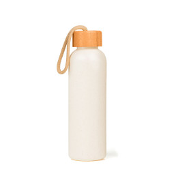 Garrafa em Palha de Trigo e tampa Bambu 500 ML Personalizada