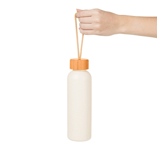 Garrafa em Palha de Trigo e tampa Bambu 500 ML Personalizada