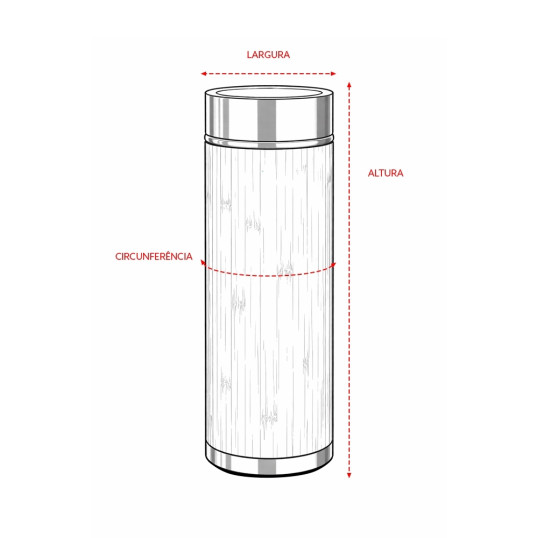 Garrafa Térmica Inox e bambu 350 ml Personalizada