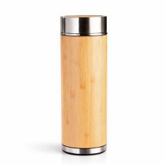 Garrafa Térmica Inox e bambu 350 ml Personalizada