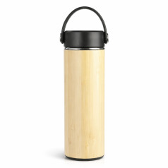 Garrafa Térmica Inox e bambu 400 ml Personalizada