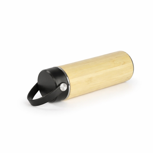 Garrafa Térmica Inox e bambu 400 ml Personalizada