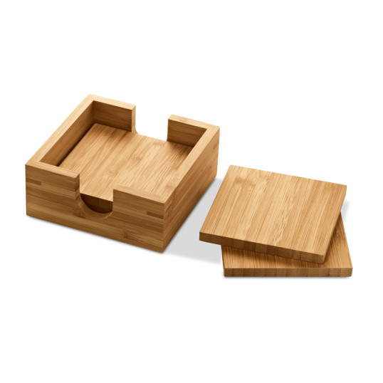 Kit 4 Porta Copos Em Bambu Personalizado