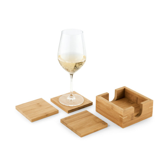 Kit 4 Porta Copos Em Bambu Personalizado