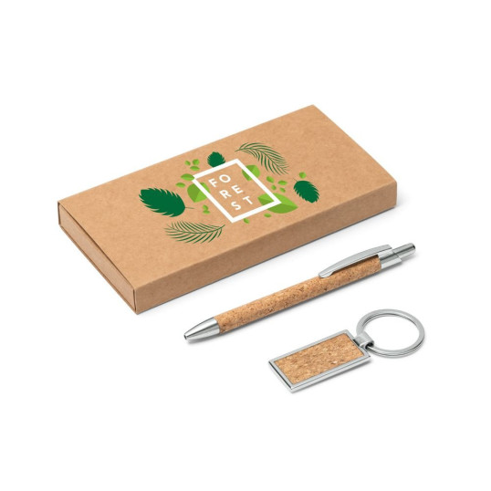 kit Caneta e Chaveiro Cortiça Executiva Ecológica Personalizado