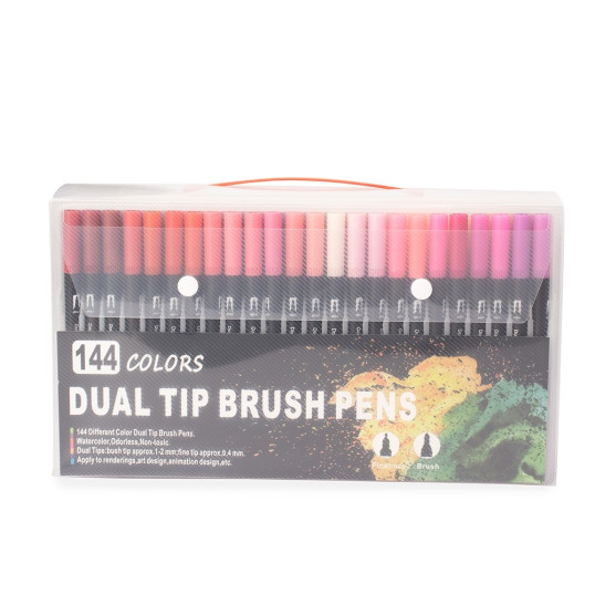 Kit canetinhas ponta dupla 144 cores Personalizada