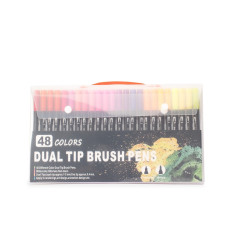 Kit Canetinhas Ponta Dupla 48 Cores Personalizada