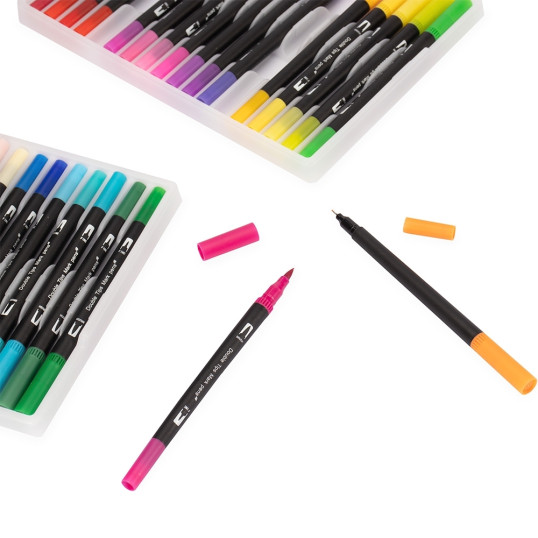 Kit Canetinhas Ponta Dupla 72 Cores Personalizada