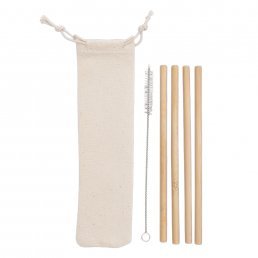 Kit Canudos de bambu com escova para limpeza Personalizado