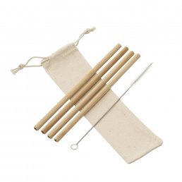 Kit Canudos de bambu com escova para limpeza Personalizado