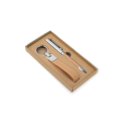 Kit Chaveiro e Caneta em Cortiça Personalizado