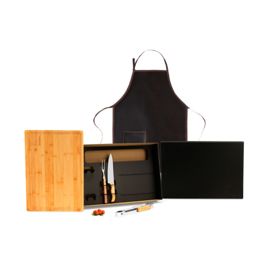 Kit churrasco Com Avental 5 Peças Personalizado