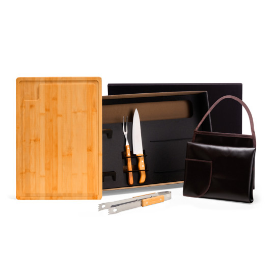 Kit churrasco Com Avental 5 Peças Personalizado
