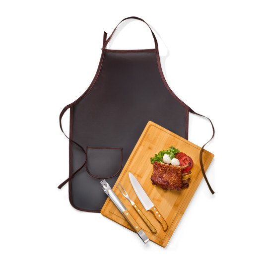 Kit churrasco Com Avental 5 Peças Personalizado