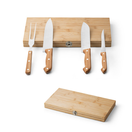 Kit Churrasco com Estojo de Bambu Personalizado